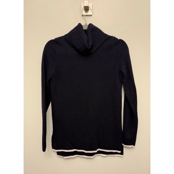 Boden Sweater Womens Sz 2 Navy Cashmere Blend Turtleneck Cowl Neck Pullover Knit - Picture 1 of 8